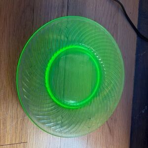 Vintage Uranium Glass Salad Plate Swirl Spiral Pattern 8”